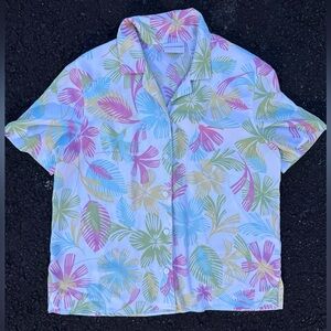 Alfred Dunner Pastel Tropical Hawaiiian Shirt Button Up Vacation‎ Colorful 12